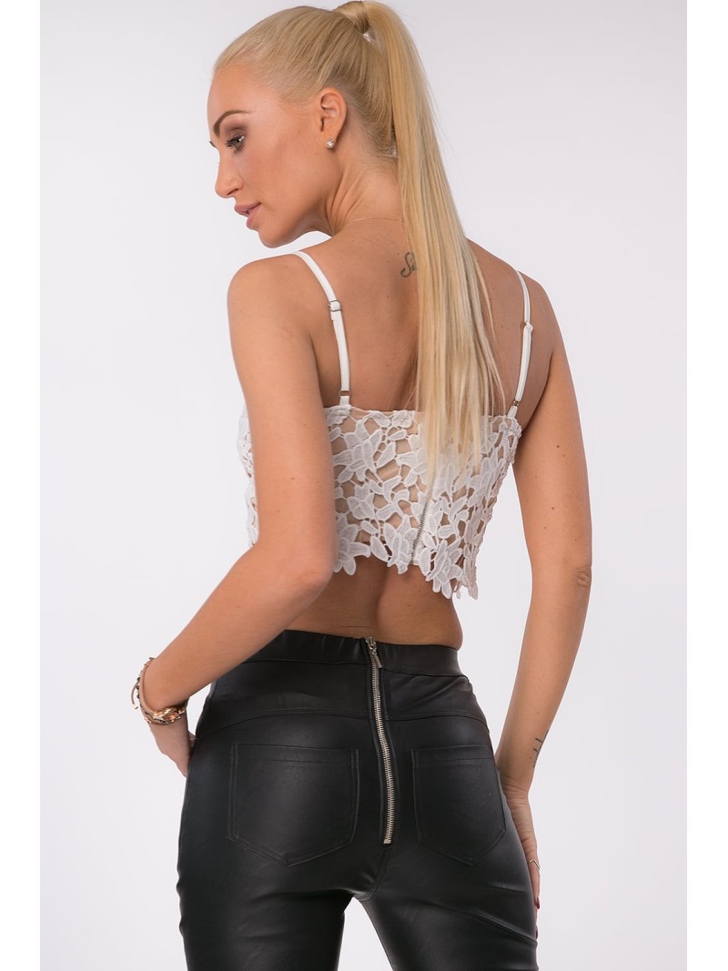 Top scurt din dantela crem ZZ273 - Magazin online - Boutique